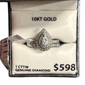 NWT✨ | Forever Bride | 10K White Gold 1 CTTW Diamond Pear Shaped 2pc Bridal Set